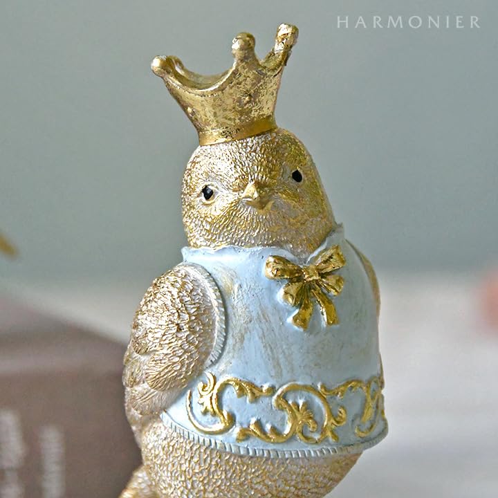 Amazon.co.jp: パステルクラウンバードオブジェ(ブルー) 鳥置物 王冠