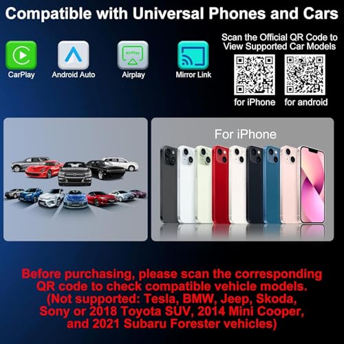 Image of Wireless CarPlay Adapter 4 in 1 Car Screen Mirroring Adapter to Play TV on Car Screen for iPhone & Android, Upgrade Support Airplay&Mirror Link,CarPlay&Android Auto,Wired to Wireless,Plug and Play