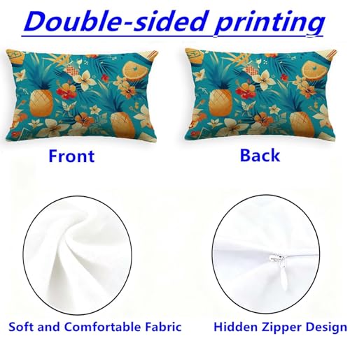 Taie d'oreiller 40x80 velours turquoise lot de 2 housse de coussin rectangulaire ananas