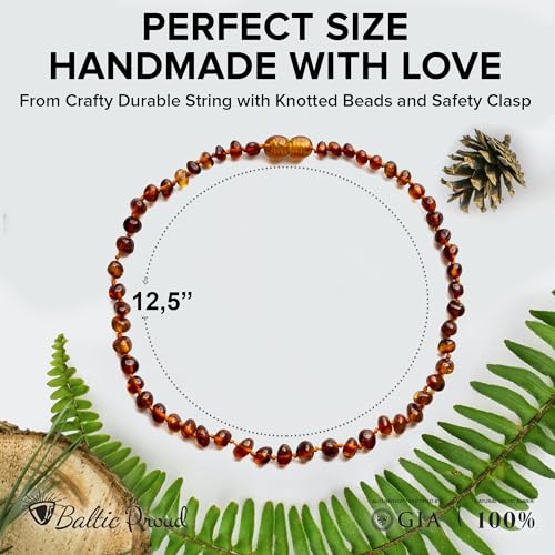 Baltic Proud Amber Necklace (Unisex Cognac Polished 12.5 Inches) - Certified Premium Quality Raw Baltic Sea Amber3