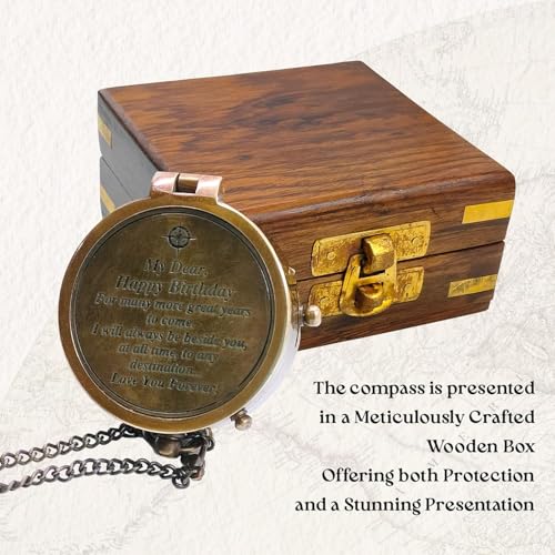Brújula de bolsillo grabada con caja de madera – "Love You Forever & Go Confidently" – Personalizada para aniversario, bautizo, primera comunión, confirmación, para hijo o hija miniatura 6