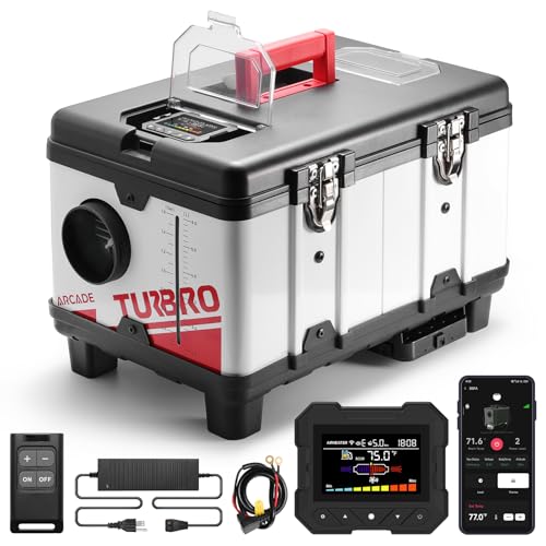 TURBRO 9kW Diesel Heater, 12V/24V/110V, Toolbox Parking Heater with Smart LCD, Remote and Bluetooth APP Control, Programmable Timer, Portable for RV, Camper, Truck, Boat, Tent, Garage, Shop, T8BP