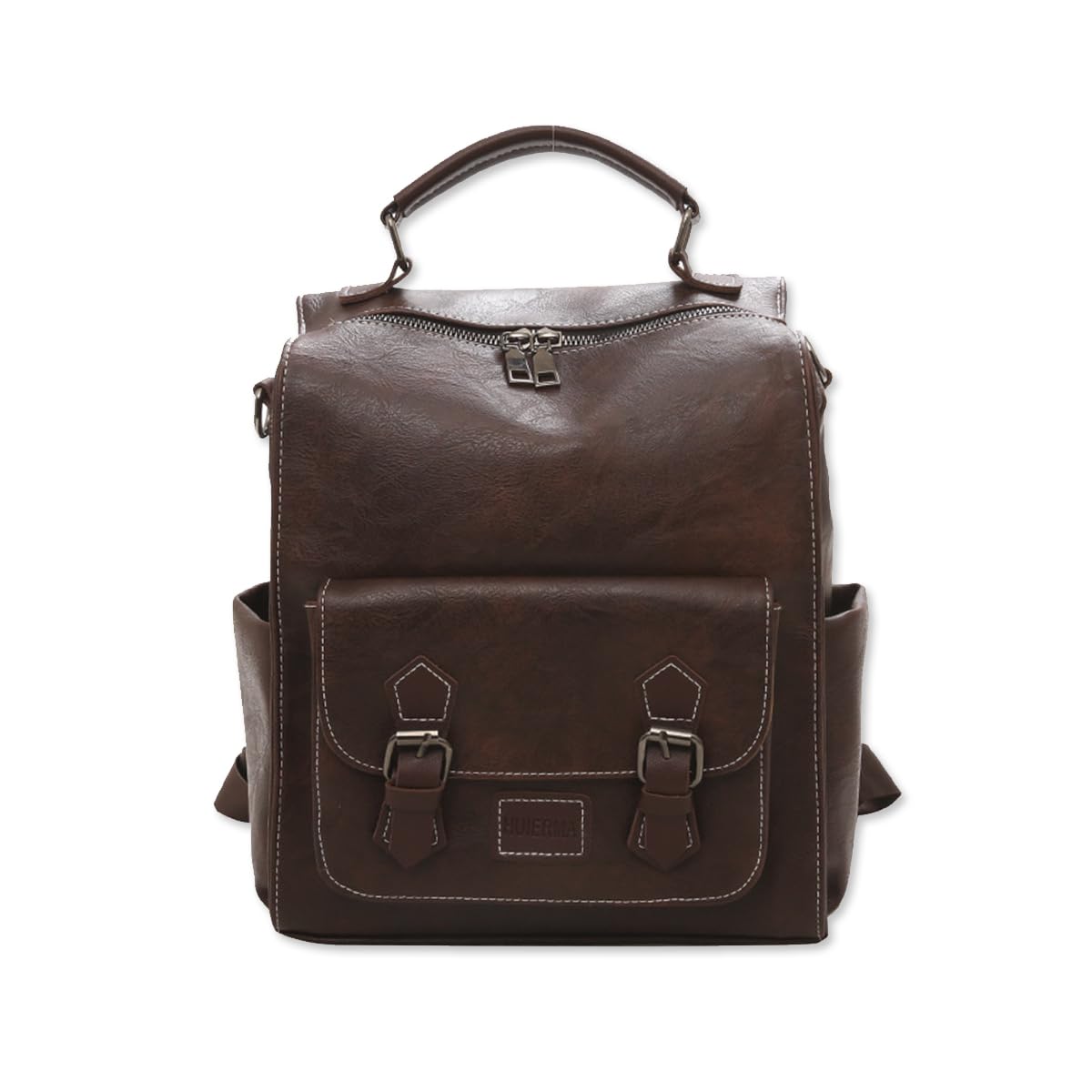 SONARIN Vintage Versatile Backpack Women,Fashion PU Leather Ladies Backpack Girls Casual Daypack School Work Travel Rucksack,Convertible to Shoulder Bag(Dark Brown)