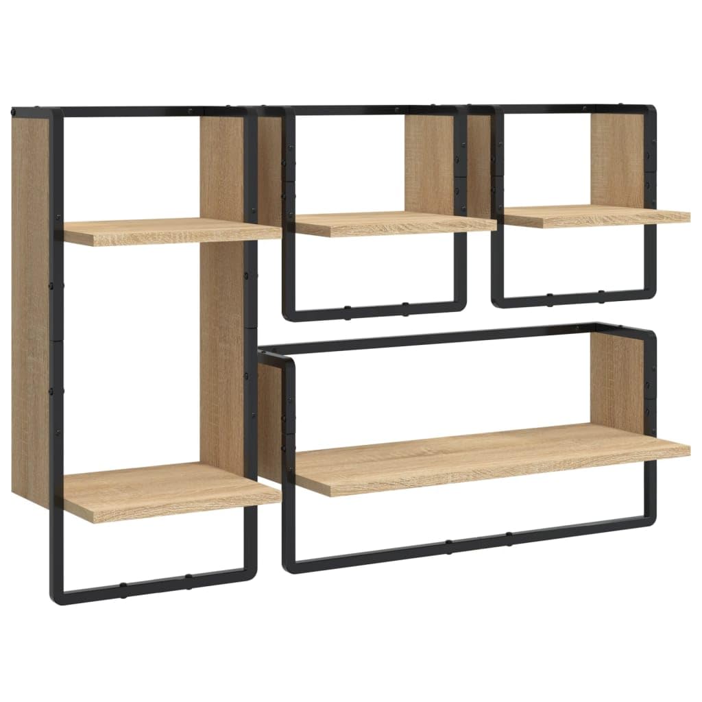 vidaXL Set Mensole Parete con Aste 4pz Rovere Sonoma Legno Multistrato