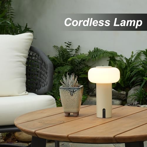 Image of WEILAILUX Waterproof Shower Lamp, Rechargeable Outdoor Table Lamp (Khaki)