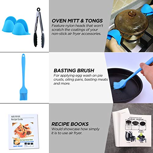 Air Fryer Accessories, Set Of 12 Fit For 5.3Qt And Larger Air Fryer With Cake & Pizza Pan, Metal Holder, Skewer Rack & Skewers, Etc, Nonstick Coating, Dishwasher Safe #TOP3