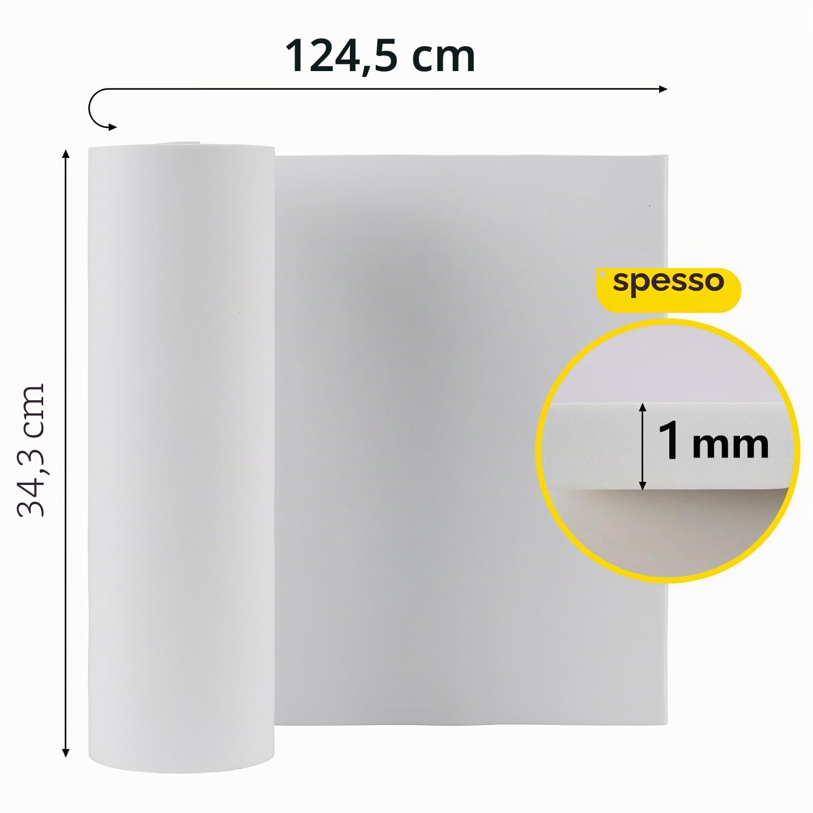 Eva Foam Bianca 1mm 34x124.5cm Alta Densità 86kg/m3 per Cosplay Fai da Te