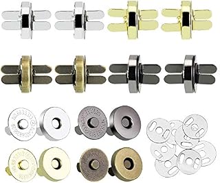 XAVSWRDE 40 Sets Magnetic Snap Buttons for Purse, 14mm Magnetic Button Clasps 4 Colors Metal Bag Clasp Fastener Magnetic Snap Fastener for Handbag Clothes Sewing DIY Craft (Silver/Black/Gold/Bronze)