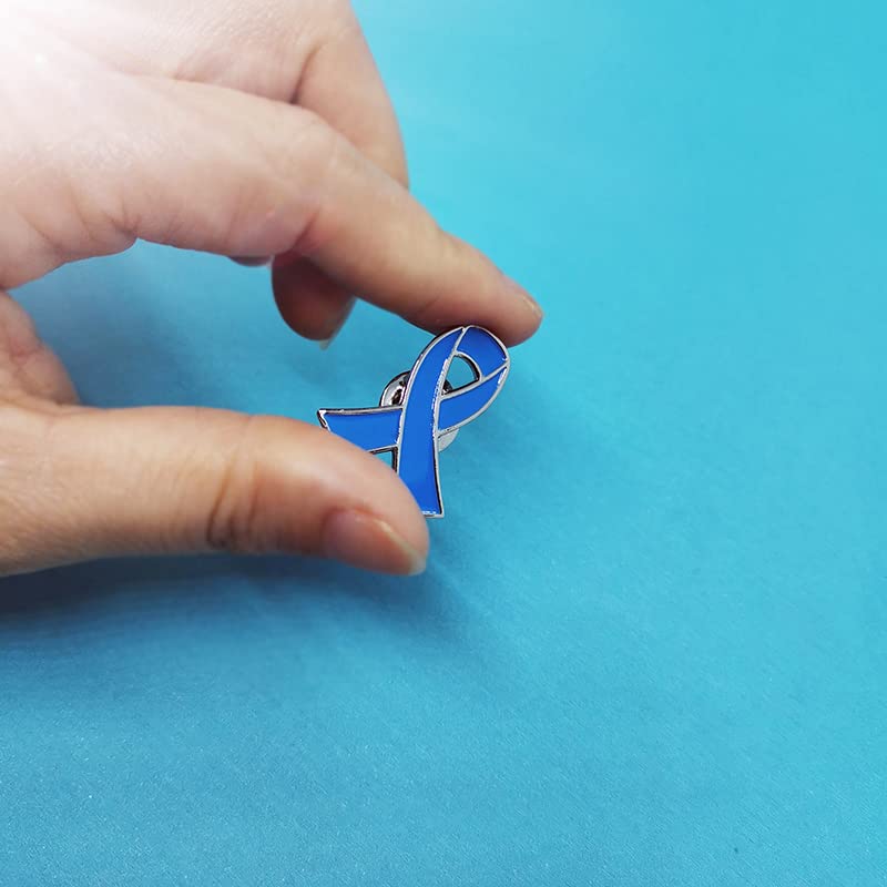 Blue Ribbon Pin 20 Pcs Colon Cancer Prostate Cancer Awareness Pin Blue Brooch Enamel Lapel Pins4