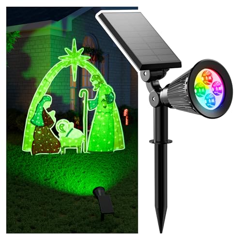 Focos solares que cambian de color al aire libre para árboles, flores, plantas, estatuas, decoraciones, pared, impermeable, arco iris, para casa exterior, patio, jardín, patio, 8 modos de iluminación