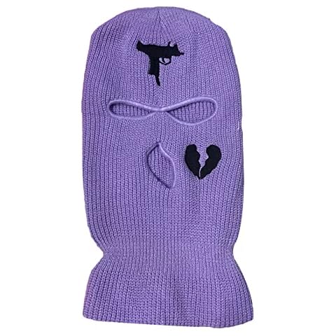 Himllauen Unisex Women Men Balaclava 3-Hole Full Layer Coverage Balaclava Ski Mask Breathable Solid Color Warm Outdoor Motorcycle Mask(Purple, One Size) Cover