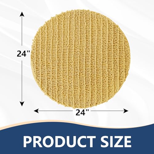 Image of Arotive Round Bathroom Rugs 24x24, Extra Soft Thick Absorbent Shaggy Chenille Bath Rugs, Machine Wash Dry, Bath Mats for Bathroom Floor, Tub and Shower, Home Decor Accessories, Yellow