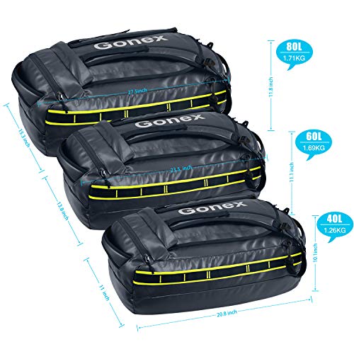 Gonex 40L Water Repellent Duffel Bag Backpack Outdoor Heavy Duty Duffle Bag with backpack straps for Hiking Camping Travelling Cycling for Men Women Dark Blue