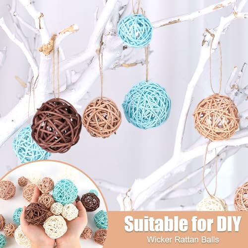 Hakacc 42Pcs Rattan Balls, Wicker Balls Decorative Twig Orbs Spheres Vase Fillers Bowl Fillers For Home Wedding Table Centerpieces 4 Sizes 4 Colors thumb #3