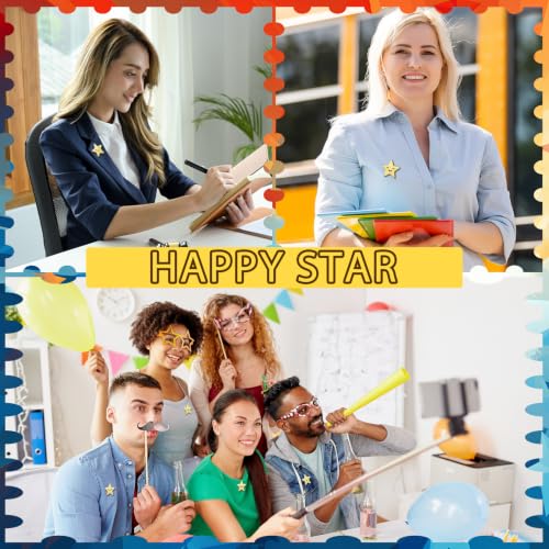 Image of Lyrow 25 /50 /100 /150 /300 Pcs Gold Star Pins Bulk golden Metal Y2k Motivational Pins for Patriotic Veterans Day Bckpack Brooch Lapel