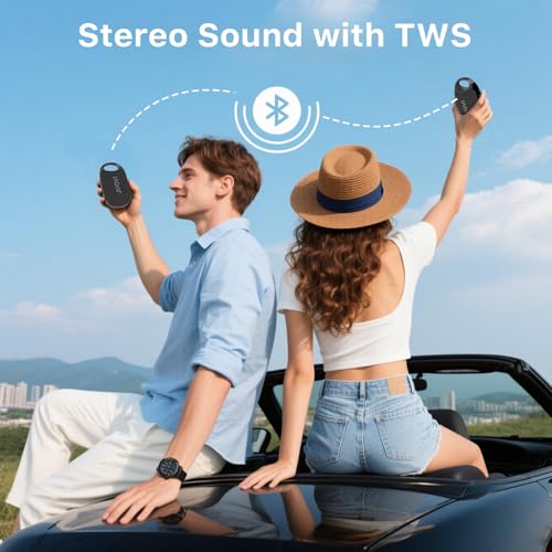 JUOVI Clip Portable Bluetooth Speaker Wireless,Stereo Sound,24H Playtime,Loud Volume,Bluetooth 5.3 Connectivity,IP68 Waterproof,Built-in Carabiner,Speaker for Beach,Room,and Outdoor Travel (Blue) - image 7