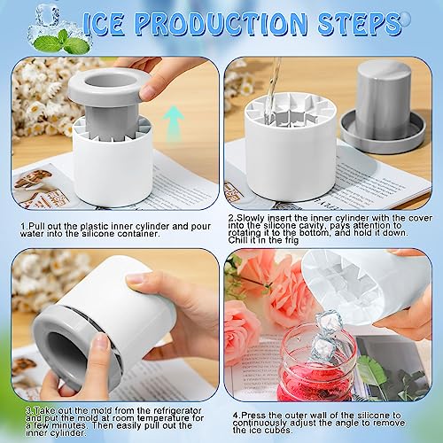 Moldes cilindricos de silicona para cubitos de hielo, 4 piezas miniatura 6