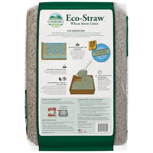 Oxbow Eco Straw Wheat Straw Litter for Guinea Pig, Dust Free, Moisture Wicking Pellets, 20 lb. Bag 