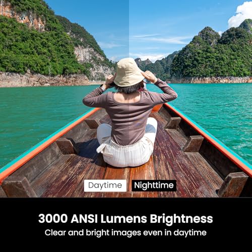 Image of HAPPRUN 3000 ANSI Lumens Outdoor Projector with Official Google TV, 4K Supported Smart Movie Projector, Dolby Audio, Auto Focus & Keystone, WiFi 6 and Bluetooth for Indoor & Outdoor Movies,Black