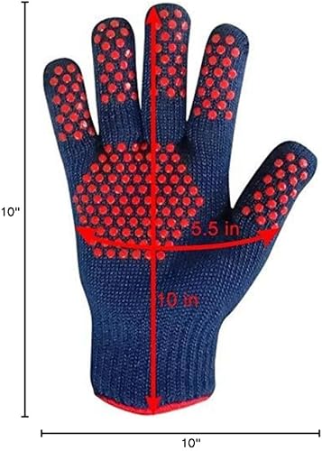 Miniatura 7 de MIG4U Guantes de parrilla para barbacoa, guantes de horno de 500 grados resistentes al calor con puntos de silicona antideslizantes de grado