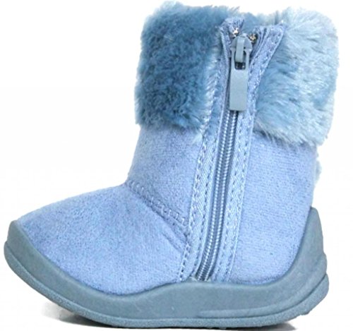 Little Girl's Bany Flat Pom Pom Ankle Boot 7 Sky Blue3