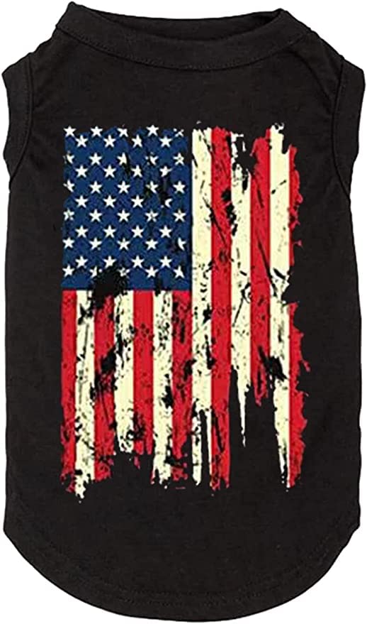 Dog Clothes American Flag Printed for Dog Shirt Popsicle 4th of July Funny Graphic T Shirts Small Large Dog Sport Vest Pet Supplies Gifts (Large, Black01)