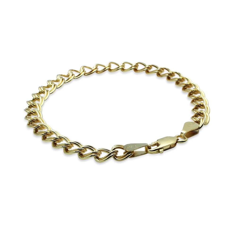 Italian Double Link Chain Bracelet for Charms Yellow Gold