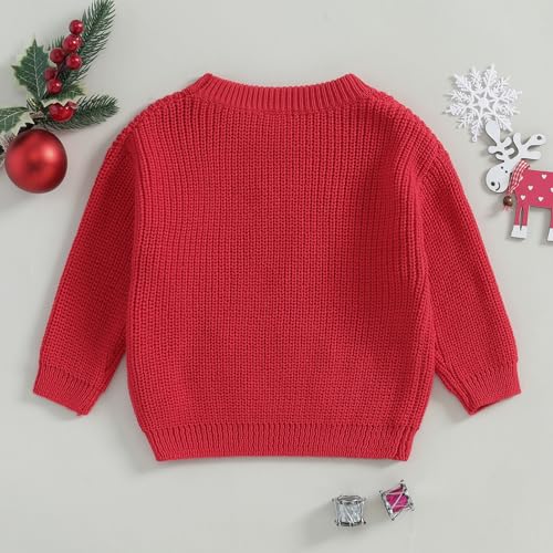 Little Boy Girl Christmas Sweater Letter Candy Embroidery Long Sleeve Pullover Knit Tops for Winter Fall4