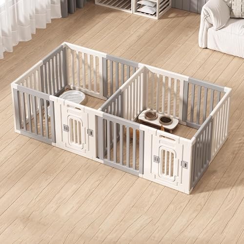 ペットサークル 折りたたみ 高さ60cm 軽量 持ち運び便利 ドッグラン フェンス 屋外 プラスチック製 ドッグラン 柵 広げる レイアウト自由 家、アパート、庭用(206*103*60CM)