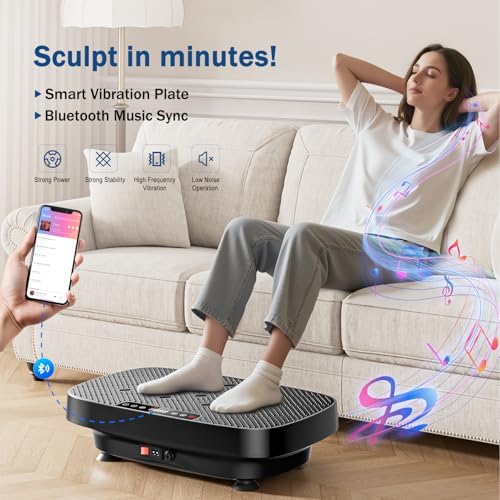Image of Vibration Plate Exercise Machine, Vibrating Plate for Lymphatic Drainage, Shake Plate Whole Body Vibration Plate Platform, Fitness Equipment for Weight Loss Fat Burner for Women Men