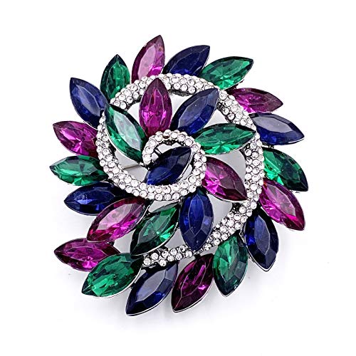 LAXPICOL Vintage Women's Green Austrian Crystal Elegant Flower Brooch Wreath Wedding Pendant Broach Pin