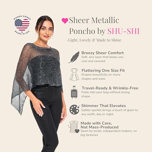 Image of SHU-SHI Womens Sheer Knit Poncho Shrug Lightweight Cover Up One Size Fits Most