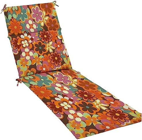 AFWADFWA Outdoor Indoor Lounger Patio Cushion Colorful Floral Seamless Retro 70s Style Nostalgic Fashion Textile Chaise Lounge Cushion Water-Resistant Accessory for Chair Patio Furniture Seat Cushion