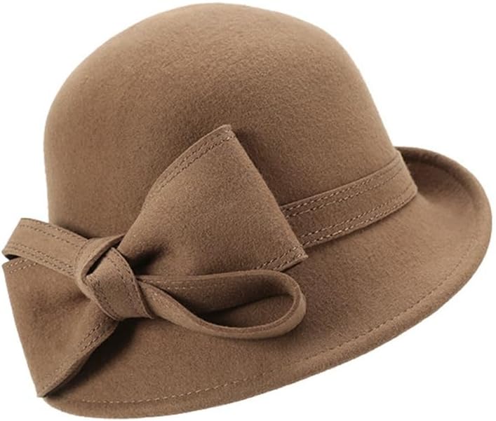 HBJWOV Felt Hat Lady Wool Hat Color British Elegant Lady Warm Autumn and Winter