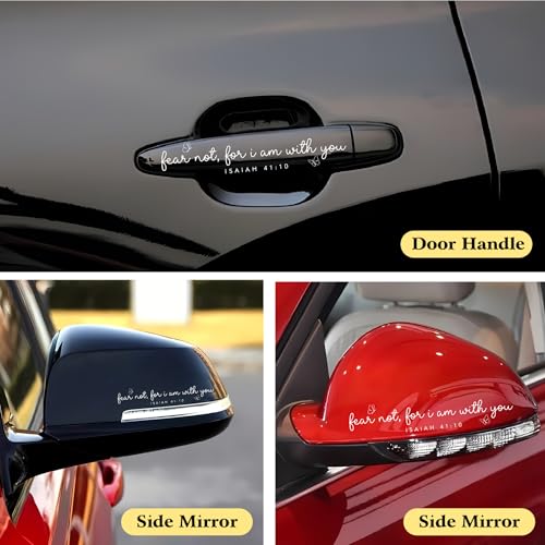 Image of 2pcs Christian Car Decal Fear Not for I Am with You Sticker - Isaiah 41:10 Bible Verse Vinyl, Butterfly Inspirational Scripture Bumper Decal, Faith Over Fear Gift for Anxiety Christian Women, Black