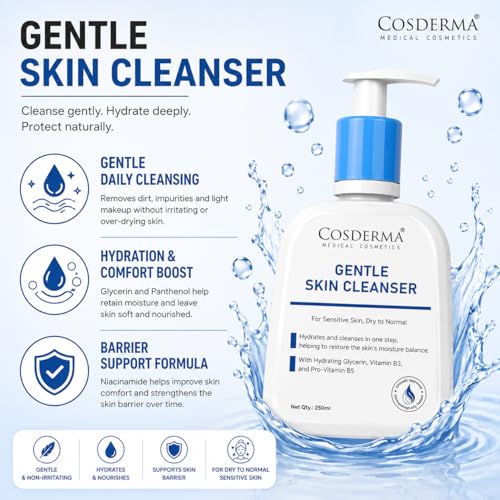 Image of Gentle Skin Cleanser for Sensitive & Dry to Normal Skin with Niacinamide & Panthenol, Hydrating Creamy Cleanser 250ml