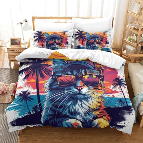 Housse de couette chat 3D de qualité supérieure en microfibre douce 220x240 - 2