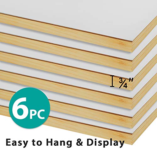 Phoenix Gesso Boards For Painting - 8X10 Inch / 6 Pack - Smooth Surface 3/4 Inch Cradled Wood Panels For Oil & Acrylic Paints, Crafts & Pouring Art #TOP2