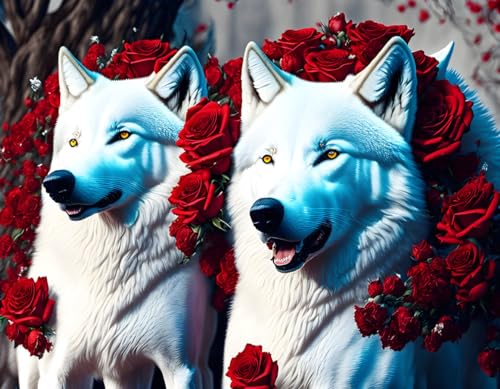 Loups blancs sur toile 58x90 cm : dites adieu aux murs blancs et vides