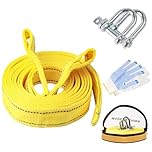 4m High Strength Tow Rope, 5 Tonnes Heavy Duty Towing Strap, Breakdown Recovery Rope, High Toughness Winch Strap, Off Road with Safety Hooks Antislip Gloves Carrying Bag for Cars Vans Boats