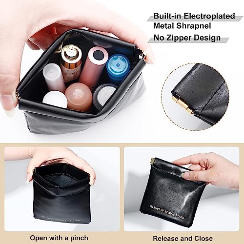 Image of House of Quirk Cosmetic Bag for Women Makeup Bag for Purse Travel Makeup Organizer Bag Waterproof Makeup Pouch with Sunglasses Case (Pack of 3, Black)