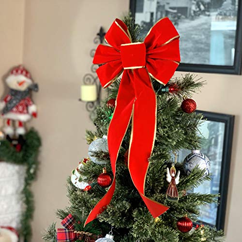 image for GiftWrap Etc. Red Velvet Gold Edge Christmas Bow - 10