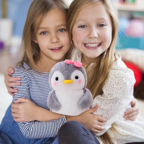 Aurasky Plüschtier Pinguin Spielzeug, 25 cm, Pinguin mit Rosa, Fliege, Kissen, Plüschfigur, Geschenk für Kinder und Erwachsene