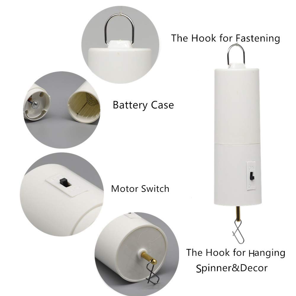 Wind Spinner Motor Battery Operated for Hanging Display Yard White Wind Spinners Outdoor Sculptures - Load Capacity of 4 Pounds