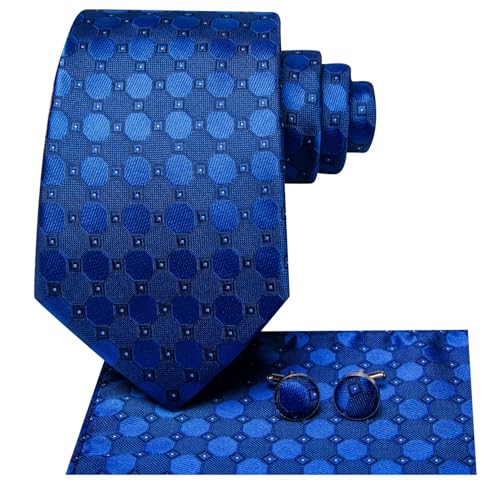 Image of Dubulle Mens Tie Set Solid Paisley Silk Striped Necktie for Men with Cufflinks Tie and Pocket Square