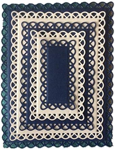 Diy Scrapbooking Artist AMZ-061 5 Pcs/Set Nested Stitched Scallop Rectangle Frame Cutting Dies,Diy Artist Metal Cutting Dies Stencils Metal Cutting Dies Scrapbooking Crafting Paper Card Make Emboss Stencil Templat 10.7X13.10 Cm thumb #8