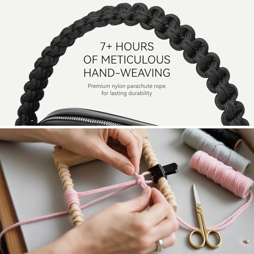 BOSTANTEN Small Black Crossbody Bags for Women Vegan Leather Shoulder Purses Trendy Clutch Handbags with Paracord Strap4