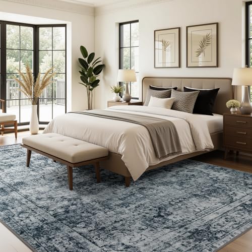 Joydeco 5x7 Machine Washable Vintage Floral Area Rug - Image 6