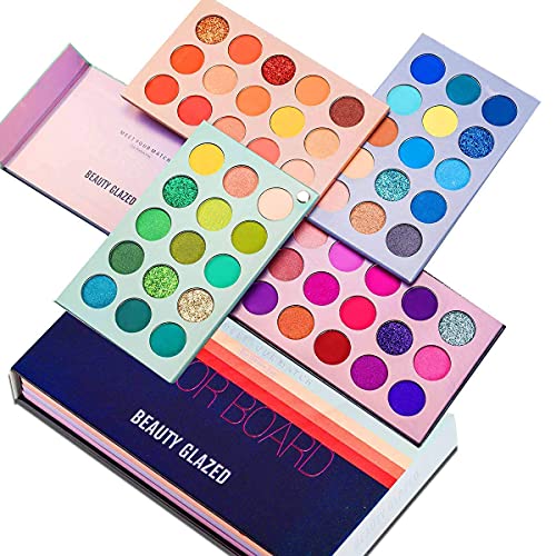 Paleta de sombras de ojos de 60 colores Set de paleta de maquillaje 4 in1 Color Board Altamente pigmentado Brillo Metálico Mate Brillo Natural Ultra Sombra de ojos en polvo Cover