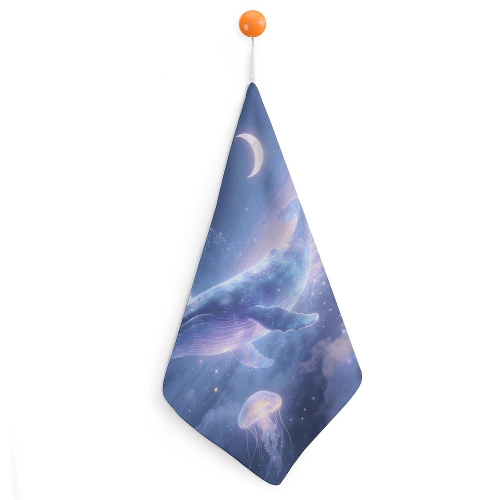 VstaDank Dreams of Whales in The Clouds Washcloth with Hanging Loop Quick Dry Microfiber Hand Towel Highly Absorbent Wash Cloth Reusable Makeup Remover Cloth Soft Feel Fingertip Towel for Bathroom
